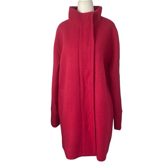 J Crew City Coat Jacket Womens Size 12 Pink Wool Blend Full Zip Pockets Topcoat